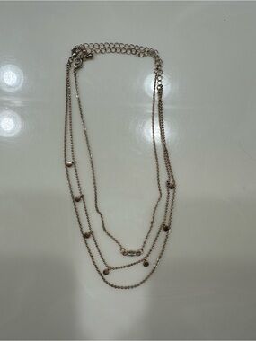 🌻 2/$10 Forever 21 Delicate Layered chain Yellow Gold color Necklace w/ Accents